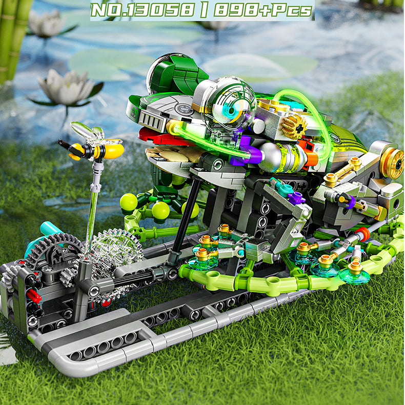 Mechanical Frog Building Block Kit | STEM Toy with Lights & Gears