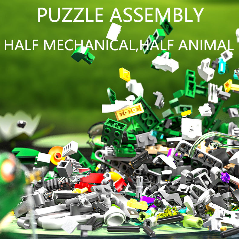 Mechanical Frog Building Block Kit | STEM Toy with Lights & Gears