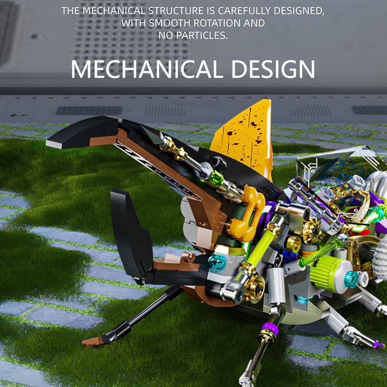 Steampunk Beetle Blocks – 862pcs Movable Joints & Light-Up Feature