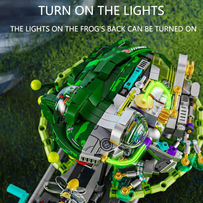 Mechanical Frog Building Block Kit | STEM Toy with Lights & Gears