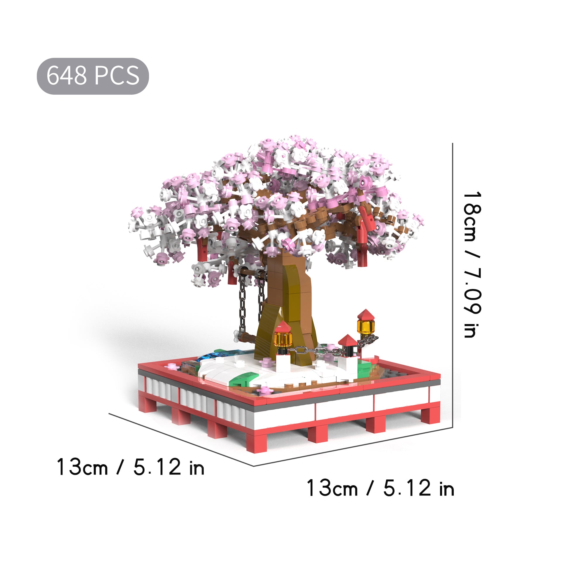 SAKURA GARDEN DESK DECOR, SAKURA TREE BUILDING SET, MINIATURE CHERRY BLOSSOM BONSAI, 648+ PIECES, SUITABLE FOR AGES 6+