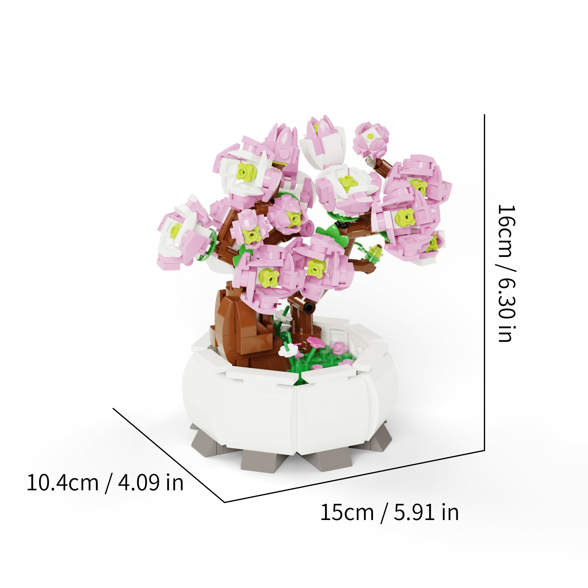 Peach Flower Brick Art Desk Decor