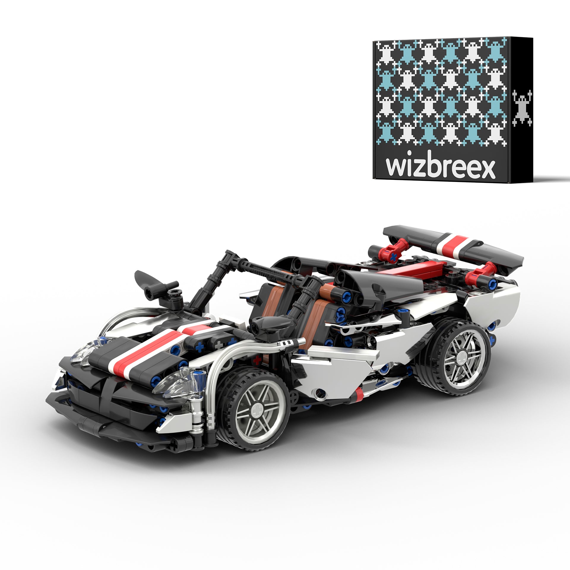 INTERACTIVE SPORTS CAR BUILDING SET - TURBOBLAZE GT RACER, 520+ PIECES, AGES 6+