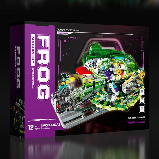 Mechanical Frog Building Block Kit | STEM Toy with Lights & Gears