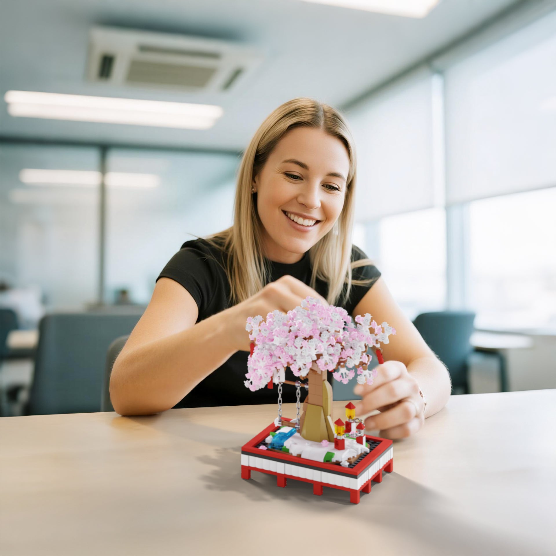 SAKURA GARDEN DESK DECOR, SAKURA TREE BUILDING SET, MINIATURE CHERRY BLOSSOM BONSAI, 648+ PIECES, SUITABLE FOR AGES 6+