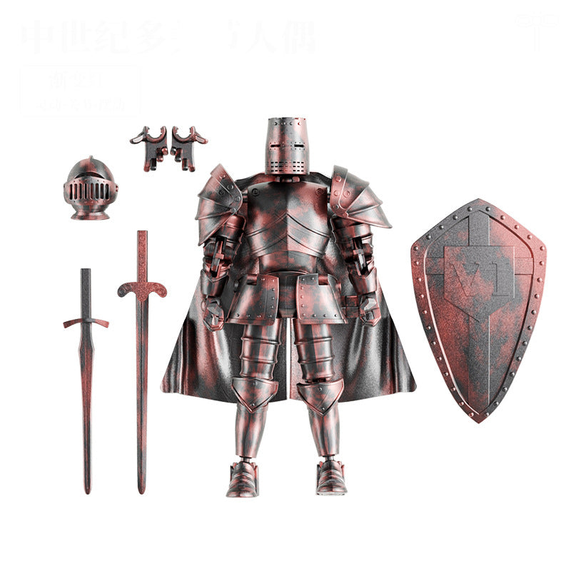 Medieval puppet warrior, knight armor action figure, multi-jointed movable robot model T13