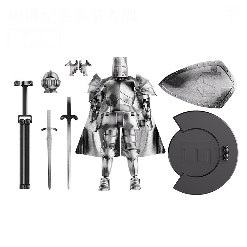 Medieval puppet warrior, knight armor action figure, multi-jointed movable robot model T13