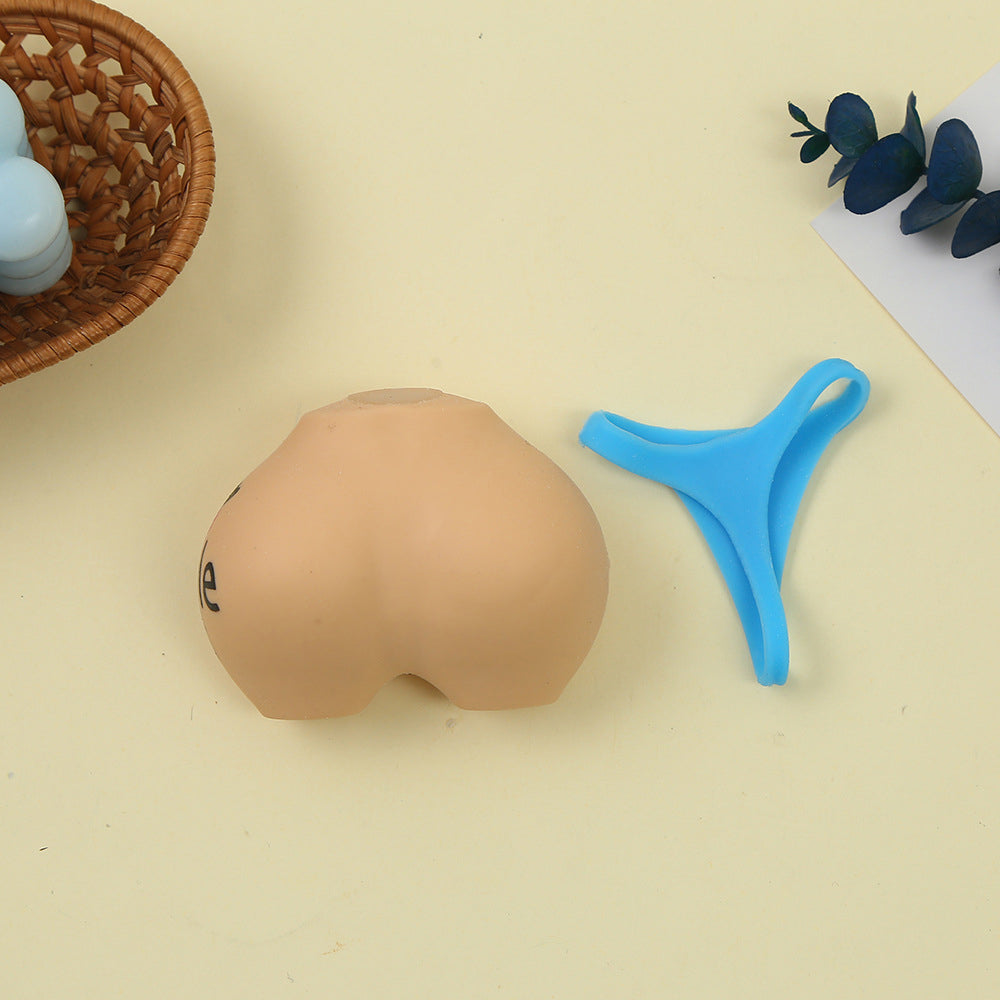 SOFT SQUEEZE TOY FUNNY THONG STRESS BALL BUTT PALM SIZE BUTT SHAPE MINI STRESS BALL(Random color)