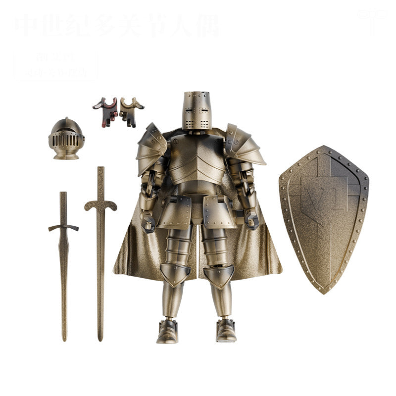 Medieval puppet warrior, knight armor action figure, multi-jointed movable robot model T13