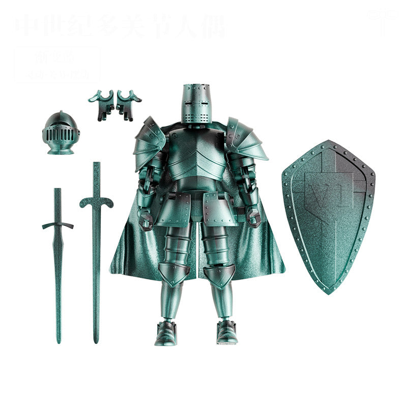 Medieval puppet warrior, knight armor action figure, multi-jointed movable robot model T13