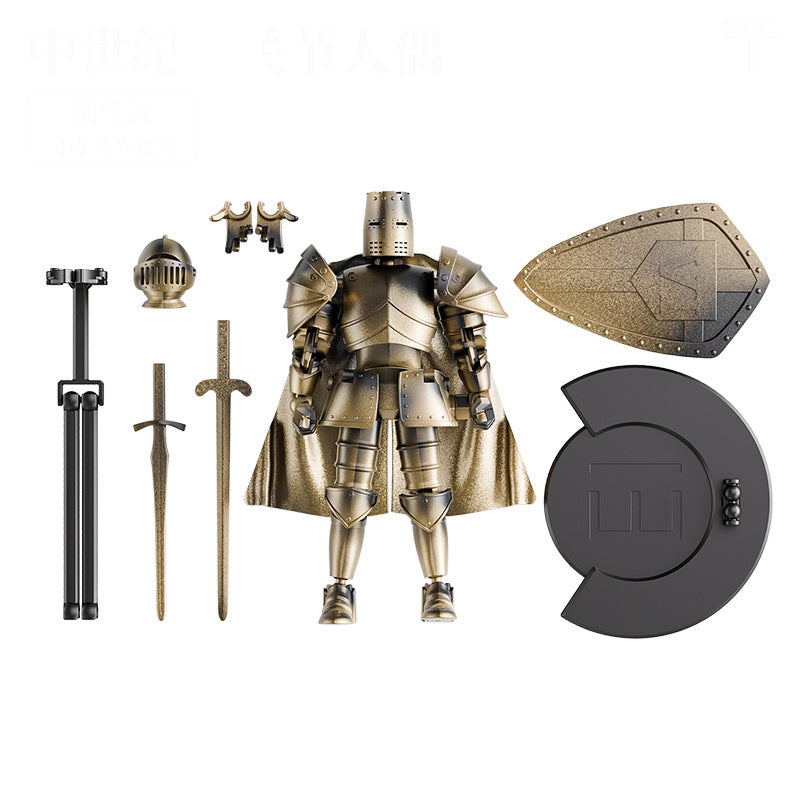 Medieval puppet warrior, knight armor action figure, multi-jointed movable robot model T13