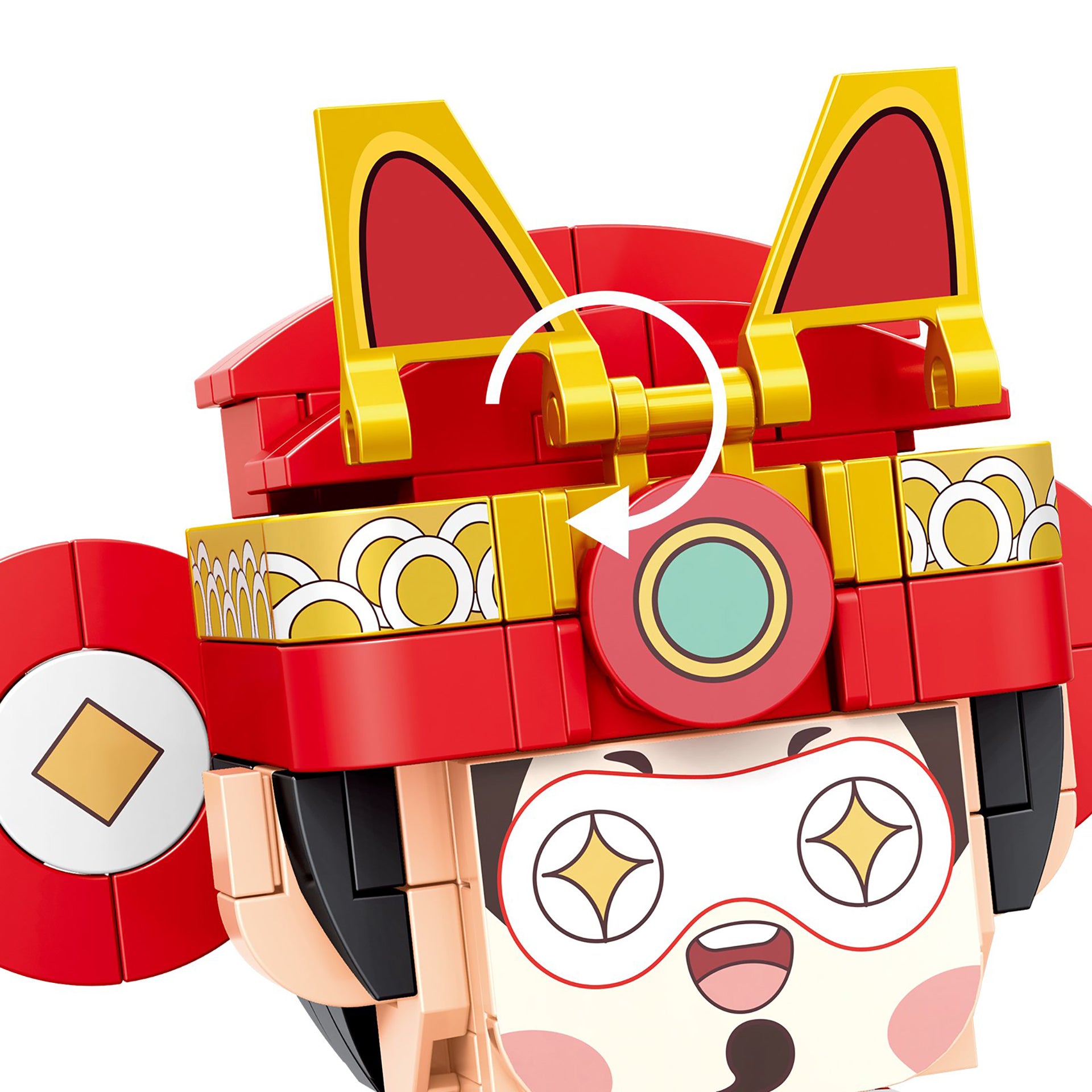 FORTUNE SPARK: THE CUTIE CAISHEN BLOCK FIGURE, TRADITIONAL CHINESE OPERA CHARACTER, HOME DECOR, 204+ PIECES, AGES 6+