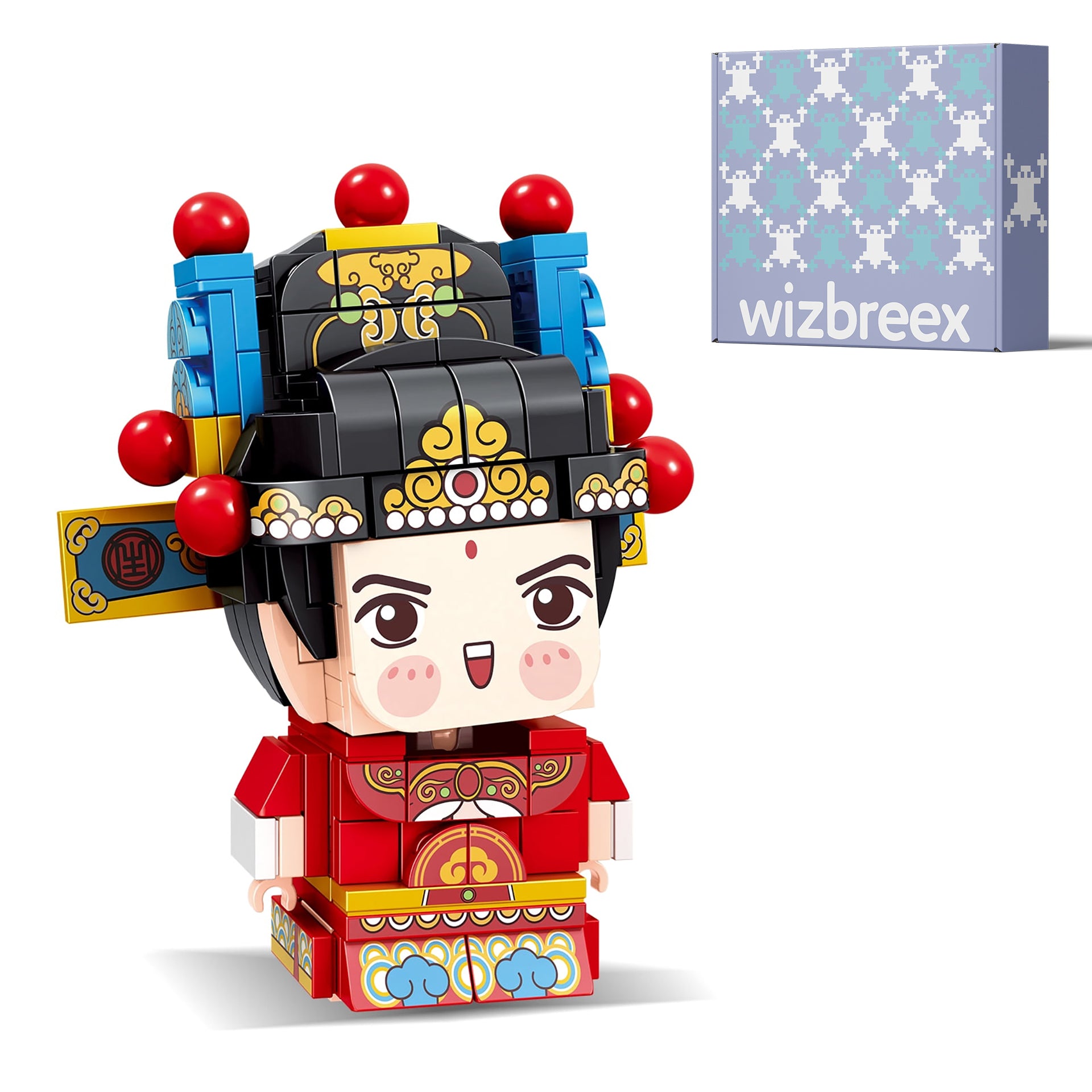 LUCKY LOVE PRINCE: BRICKBUDDY WEDDING EDITION, TRADITIONAL CHINESE OPERA CHARACTER BUILDING BLOCKS, CHINESE OPERA STYLE JIGSAW PUZZLE, CHINESE STYLE, 220+ PIECES, AGES 6+