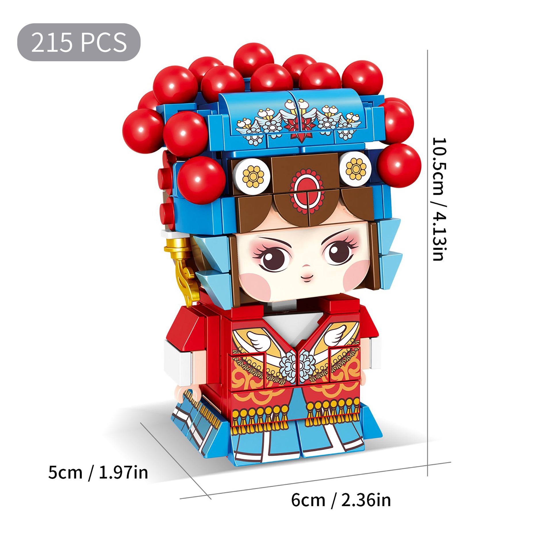 LUCKY LOVE PRINCESS: BRICKBUDDY WEDDING EDITION CHINESE OPERA CHARACTER BRICK MODEL SET, 215+ PIECES, AGES
