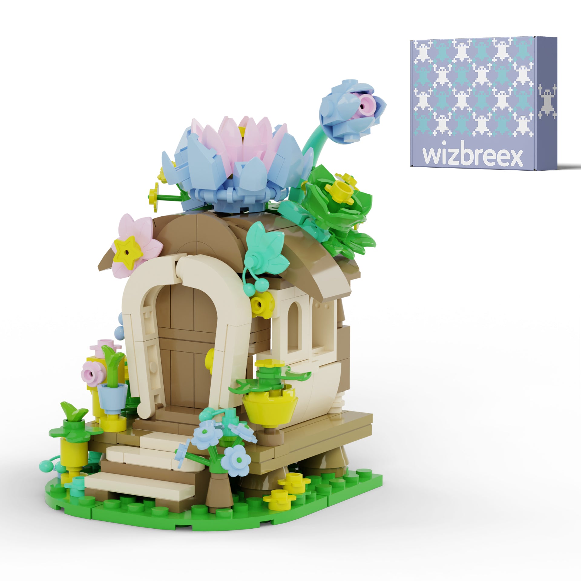 Floral Dream Cottage: Whimsical Building Set for Home & Office Decor