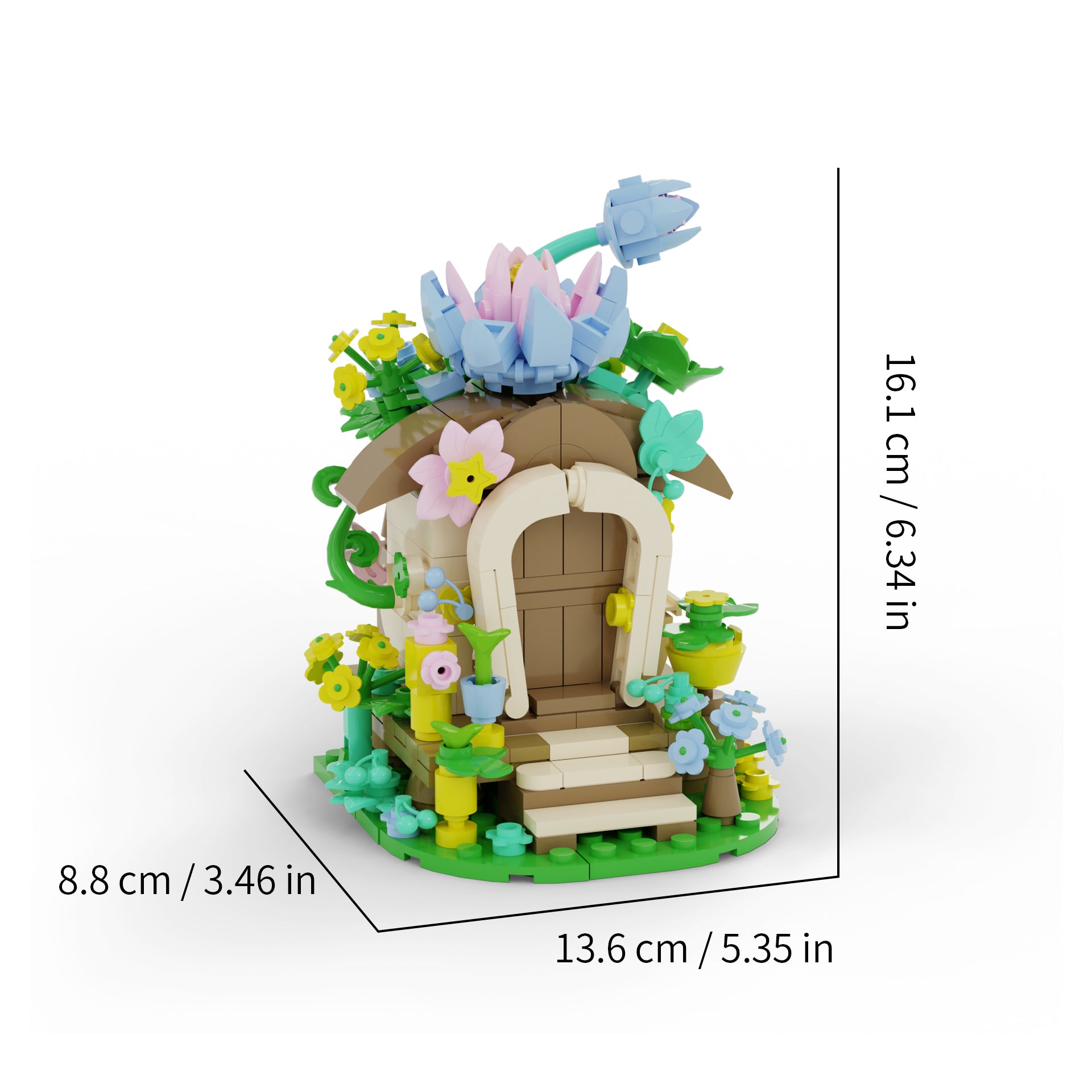 Floral Dream Cottage: Whimsical Building Set for Home & Office Decor