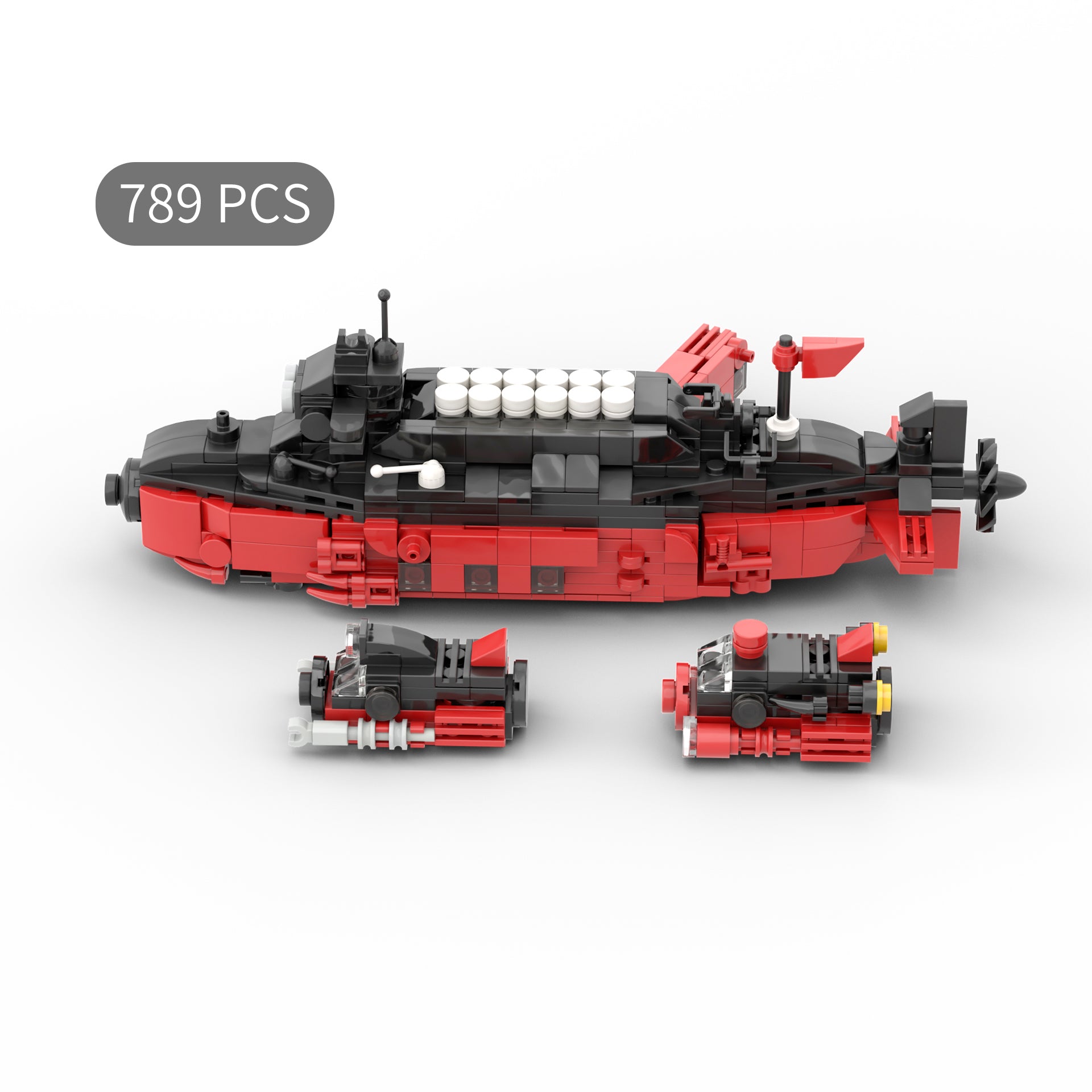 NUCLEAR SUBMARINE BUILDING BLOCK SET, MILITARY BATTLESHIP TOY BATTLESHIP SHIP KIT, RED PHANTOM SUBMARINE, BUILDING BLOCK CALENDAR, 789+ PIECES, AGES 6+