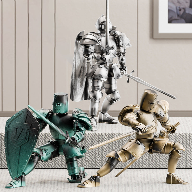 Medieval puppet warrior, knight armor action figure, multi-jointed movable robot model T13