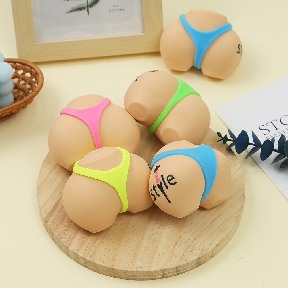SOFT SQUEEZE TOY FUNNY THONG STRESS BALL BUTT PALM SIZE BUTT SHAPE MINI STRESS BALL(Random color)