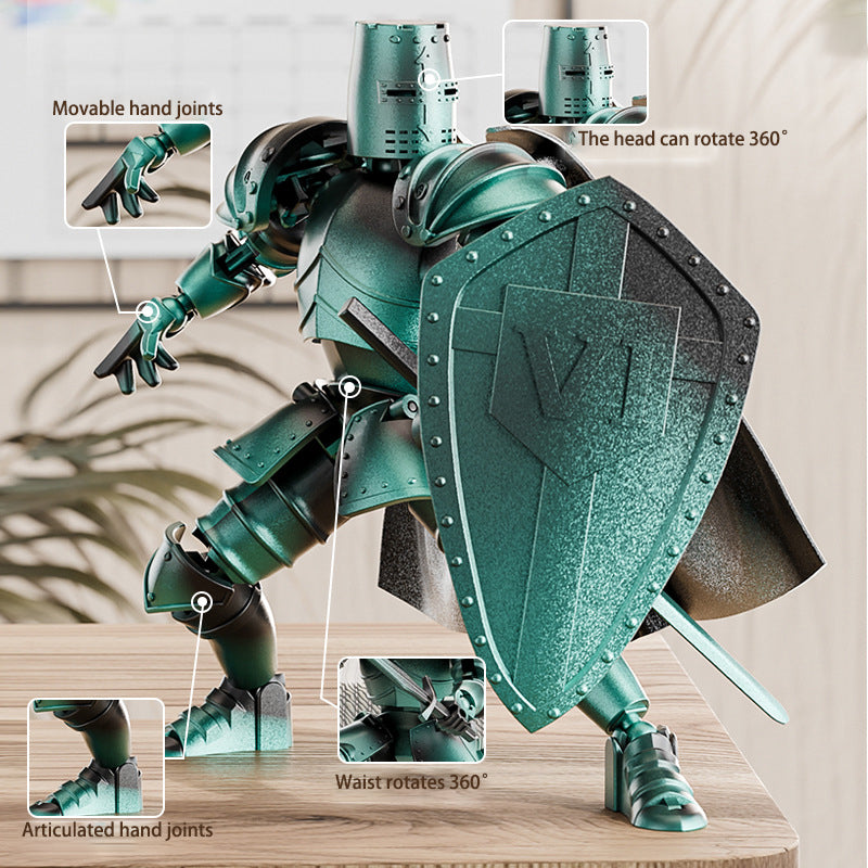 Medieval puppet warrior, knight armor action figure, multi-jointed movable robot model T13