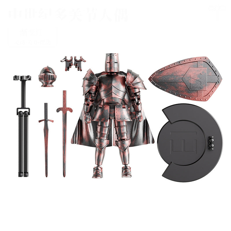 Medieval puppet warrior, knight armor action figure, multi-jointed movable robot model T13