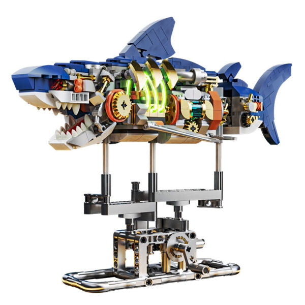 Mechanical Shark Building Blocks 687 PCS – Light-Up Movable Joints Model Kit