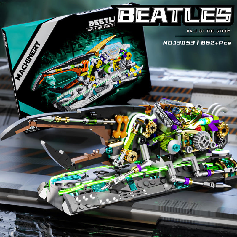 Steampunk Beetle Blocks – 862pcs Movable Joints & Light-Up Feature